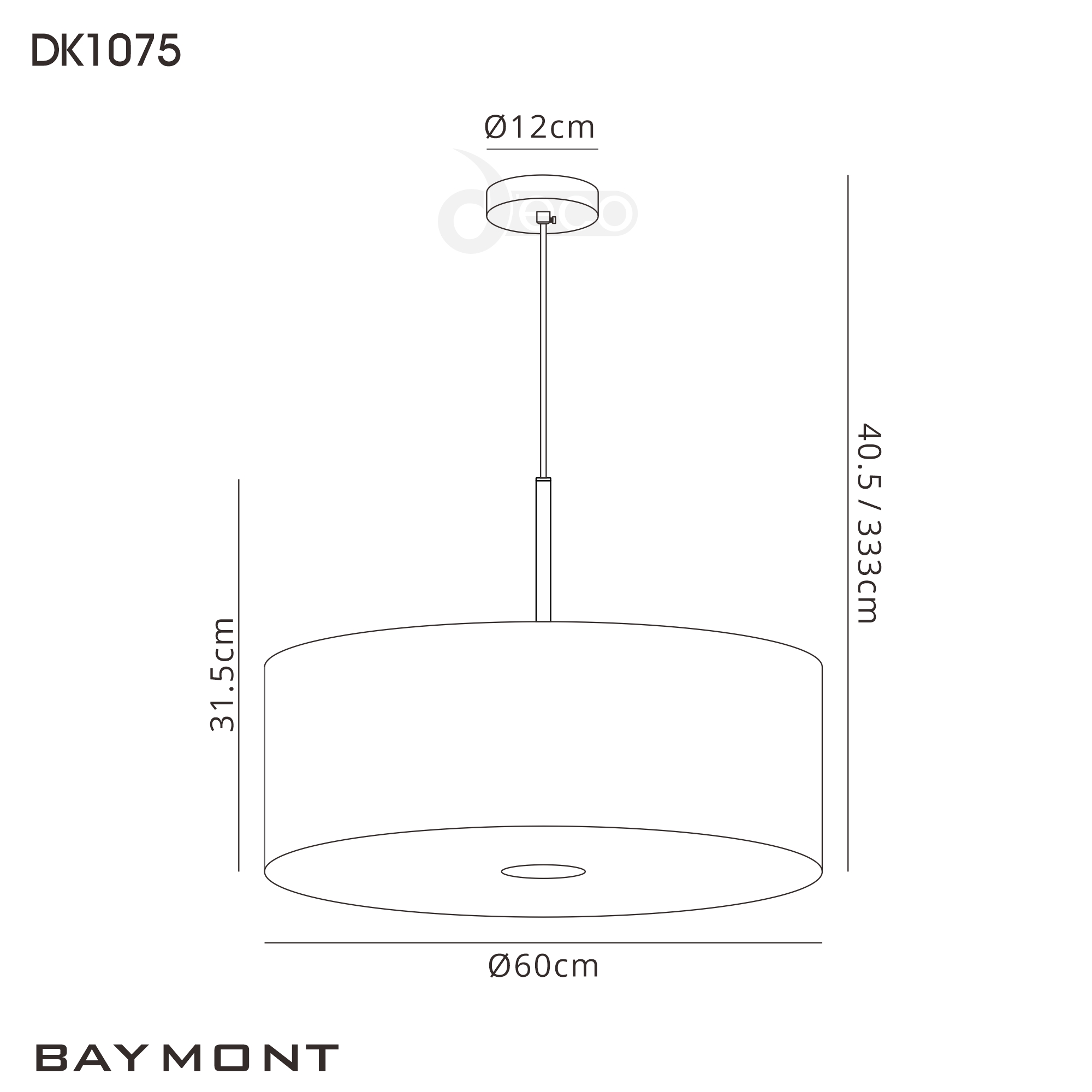 DK1075  Baymont 60cm 5 Light Pendant Satin Black; Grey/White; Frosted/Black Detail Diffuser